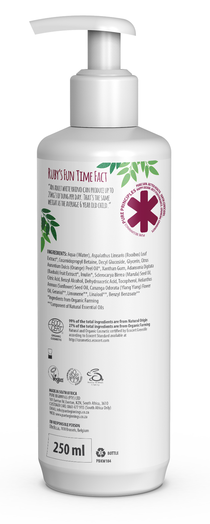 Pure Beginnings Kids wash with organic rooibos 500ml - Image 2