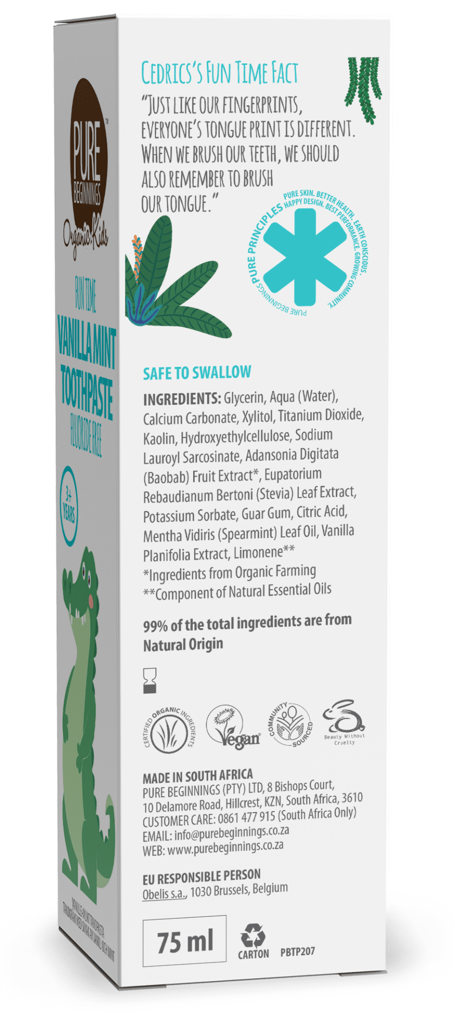 Pure Beginning Vanilla Mint Toothpaste with Xylitol 75ml - Image 2